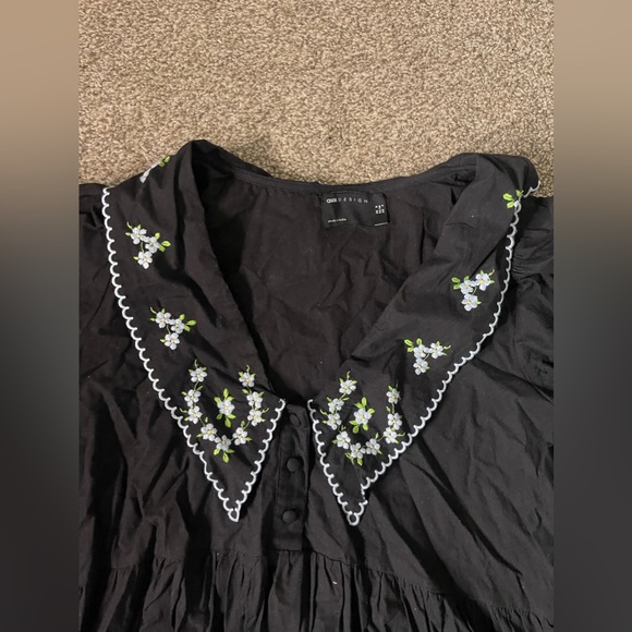 Asos Design Puff Sleeve Mid Length Black Dress - Picture 3 of 4